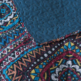 DaDa Bedding Farmhouse Bohemian Native Rustic Navy Blue Geometric Diamond Shapes Bedspread Set (KSX-001) from DaDalogy Bedding Collection