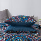 DaDa Bedding Farmhouse Bohemian Native Rustic Navy Blue Geometric Diamond Shapes Bedspread Set (KSX-001) from DaDalogy Bedding Collection