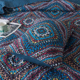 DaDa Bedding Farmhouse Bohemian Native Rustic Navy Blue Geometric Diamond Shapes Bedspread Set (KSX-001) from DaDalogy Bedding Collection