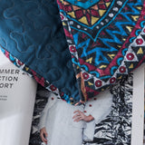 DaDa Bedding Farmhouse Bohemian Native Rustic Navy Blue Geometric Diamond Shapes Bedspread Set (KSX-001) from DaDalogy Bedding Collection