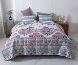 DaDa Bedding Bohemian Summertime White Blue Floral Paisley Bedspread Set (KSX-003) from DaDalogy Bedding Collection