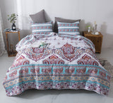 DaDa Bedding Bohemian Summertime White Blue Floral Paisley Bedspread Set (KSX-003) from DaDalogy Bedding Collection