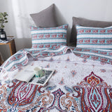 DaDa Bedding Bohemian Summertime White Blue Floral Paisley Bedspread Set (KSX-003) from DaDalogy Bedding Collection