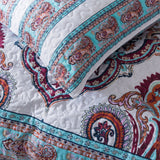 DaDa Bedding Bohemian Summertime White Blue Floral Paisley Bedspread Set (KSX-003) from DaDalogy Bedding Collection