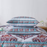 DaDa Bedding Bohemian Summertime White Blue Floral Paisley Bedspread Set (KSX-003) from DaDalogy Bedding Collection
