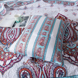 DaDa Bedding Bohemian Summertime White Blue Floral Paisley Bedspread Set (KSX-003) from DaDalogy Bedding Collection