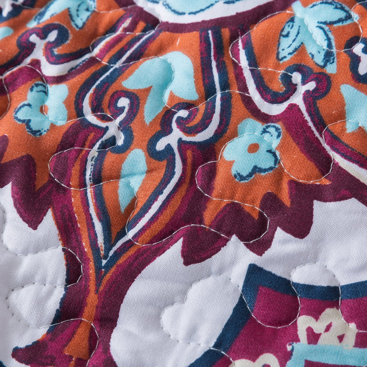 DaDa Bedding Bohemian Summertime White Blue Floral Paisley Bedspread Set (KSX-003) from DaDalogy Bedding Collection