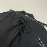 MARTHA STEWART Woven Front Button Blouse Top Tie Neck Women's Sz L Francesca Black (New) from PayWut