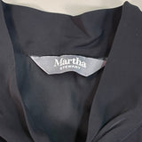 MARTHA STEWART Woven Front Button Blouse Top Tie Neck Women's Sz L Francesca Black (New) from PayWut