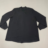 MARTHA STEWART Woven Front Button Blouse Top Tie Neck Women's Sz L Francesca Black (New) from PayWut