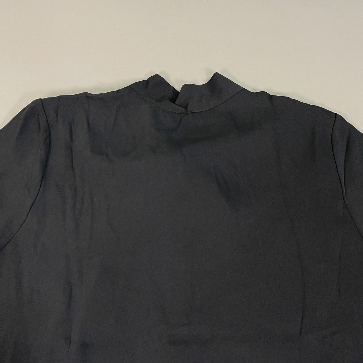 MARTHA STEWART Woven Front Button Blouse Top Tie Neck Women's Sz L Francesca Black (New) from PayWut