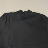 MARTHA STEWART Woven Front Button Blouse Top Tie Neck Women's Sz L Francesca Black (New) from PayWut
