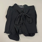 MARTHA STEWART Woven Front Button Blouse Top Tie Neck Women's Sz M Black (New) from PayWut