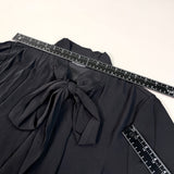 MARTHA STEWART Woven Front Button Blouse Top Tie Neck Women's Sz M Black (New) from PayWut
