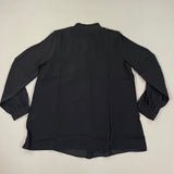 MARTHA STEWART Woven Front Button Blouse Top Tie Neck Women's Sz M Black (New) from PayWut
