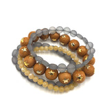 Caramel & Grey Star Stack & Stretch Bracelets Set from Leetie Lovendale