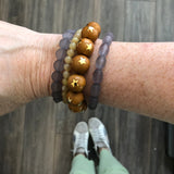 Caramel & Grey Star Stack & Stretch Bracelets Set from Leetie Lovendale