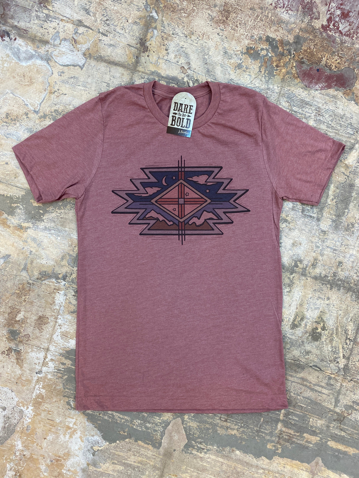 1582 Mauve Aztec Clouds Tee from J.Forks Designs