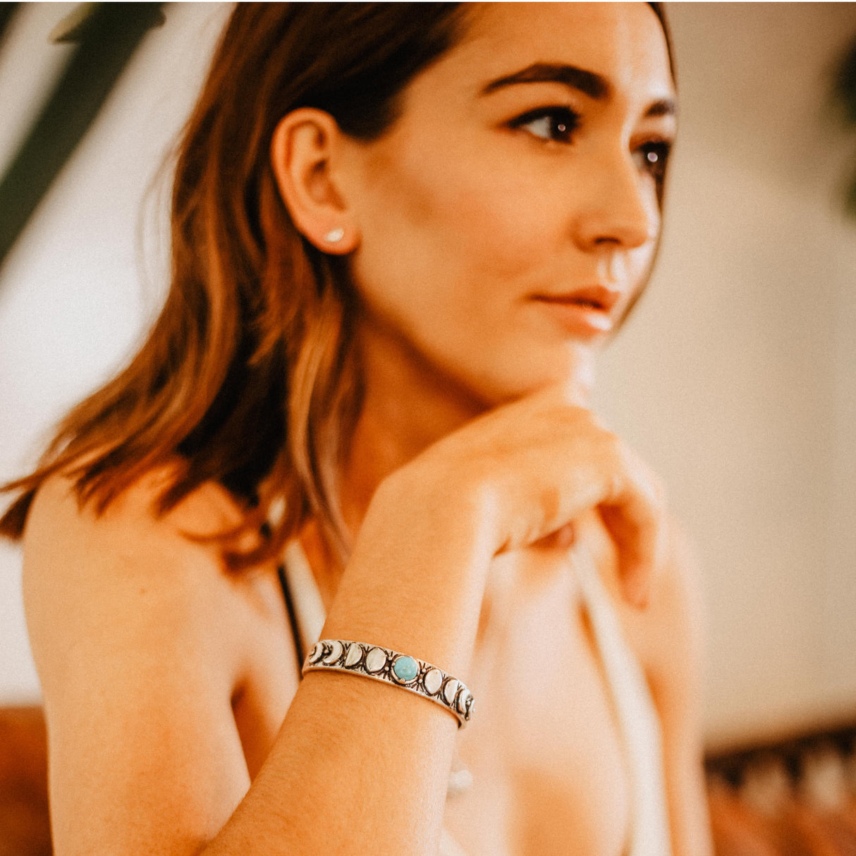 Moon Phases Cuff Bracelet | Turquoise from Hiouchi Jewels