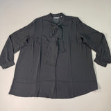 MARTHA STEWART Woven Front Button Blouse Top Tie Neck Women's Sz 2X Francesca Black (New) from PayWut