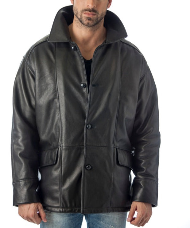 REED Men's Premium Four Button Car Coat Leather Jacket Made in USA from Reed Leather
