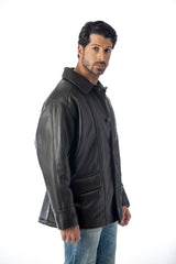 REED Men's Premium Four Button Car Coat Leather Jacket Made in USA from Reed Leather
