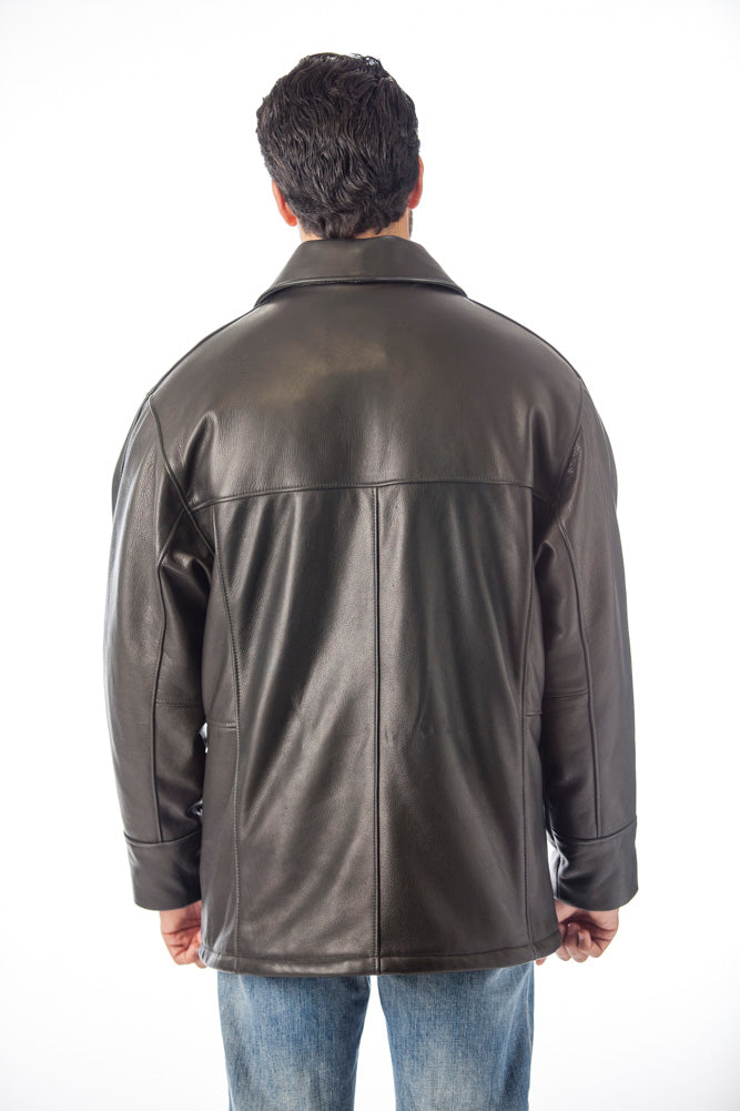 REED Men's Premium Four Button Car Coat Leather Jacket Made in USA from Reed Leather