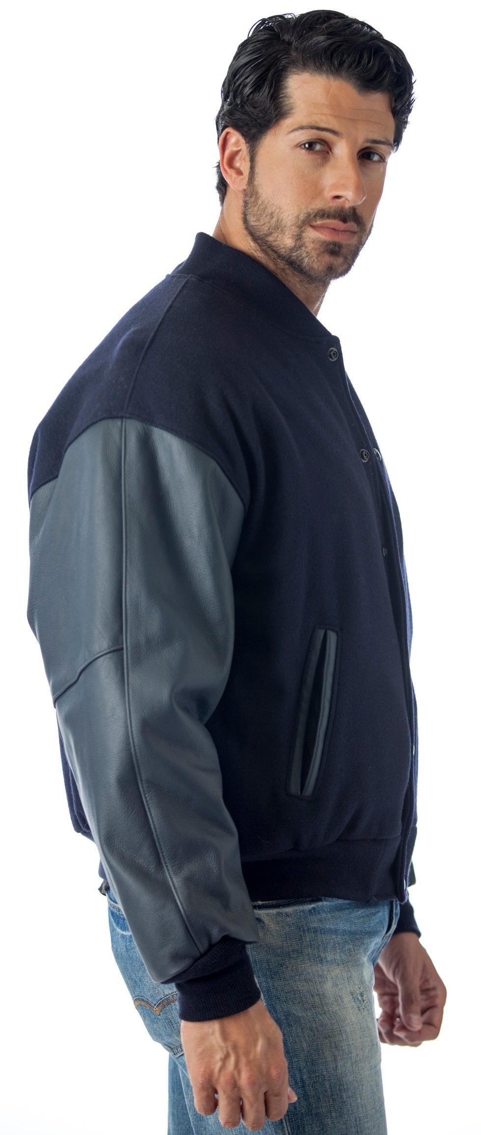 REED Men's Premium Varsity Leather/Wool Jacket Made in USA from Reed Leather