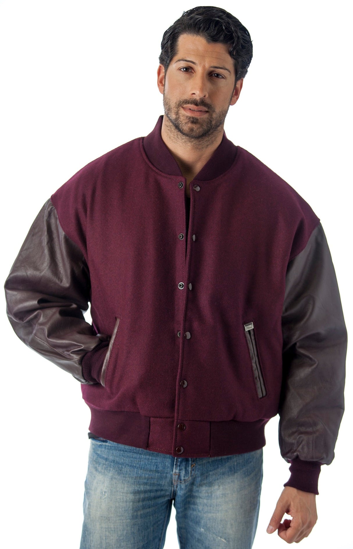 REED Men's Premium Varsity Leather/Wool Jacket Made in USA from Reed Leather