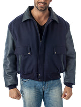 Leather Varsity Bomber Wool Leather Jacket Made in USA From Reed Leather