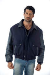 Leather Varsity Bomber Wool Leather Jacket Made in USA From Reed Leather