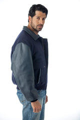 Leather Varsity Bomber Wool Leather Jacket Made in USA From Reed Leather