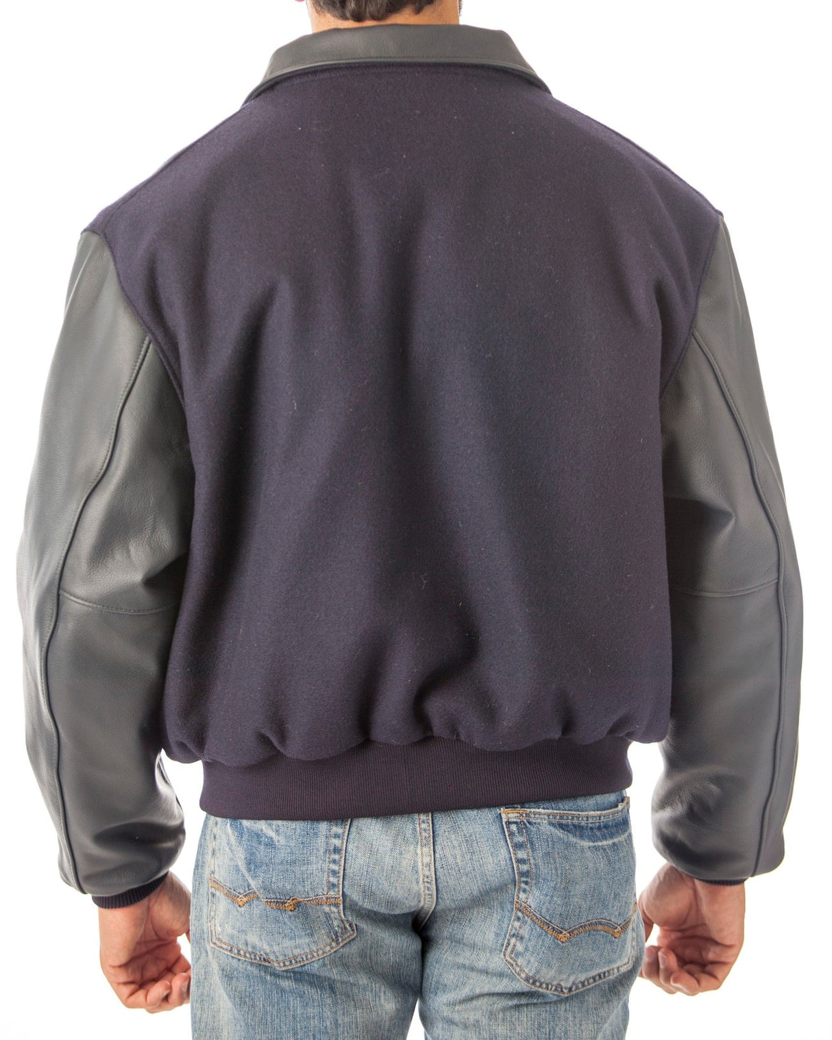 Leather Varsity Bomber Wool Leather Jacket Made in USA From Reed Leather