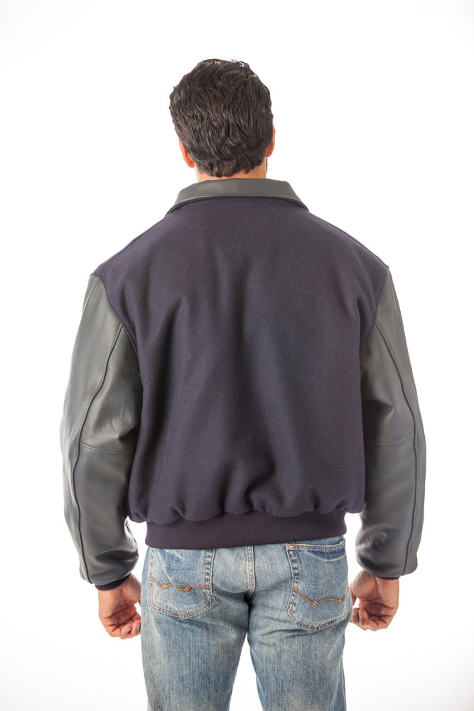 Leather Varsity Bomber Wool Leather Jacket Made in USA From Reed Leather