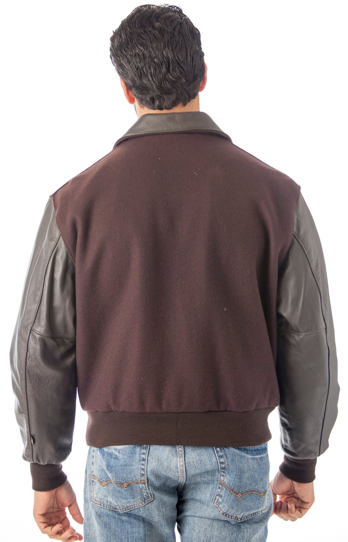 Leather Varsity Bomber Wool Leather Jacket Made in USA From Reed Leather
