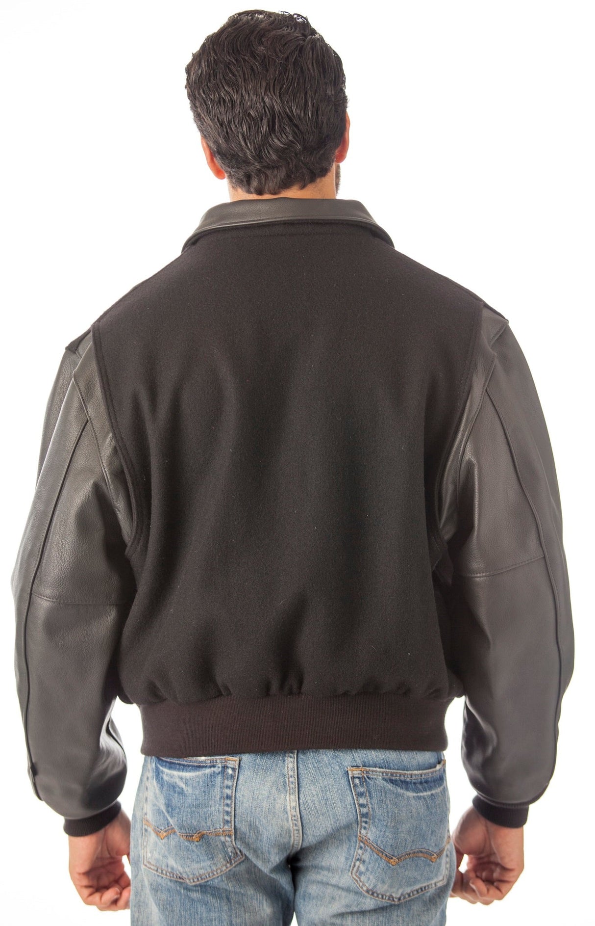 Executive Varsity Jacket From Leather Naked Cowhide Sleeves - Quality Wool Body -  Union Made in USA From Reed Leather