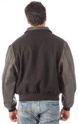 Executive Varsity Jacket From Leather Naked Cowhide Sleeves - Quality Wool Body -  Union Made in USA From Reed Leather
