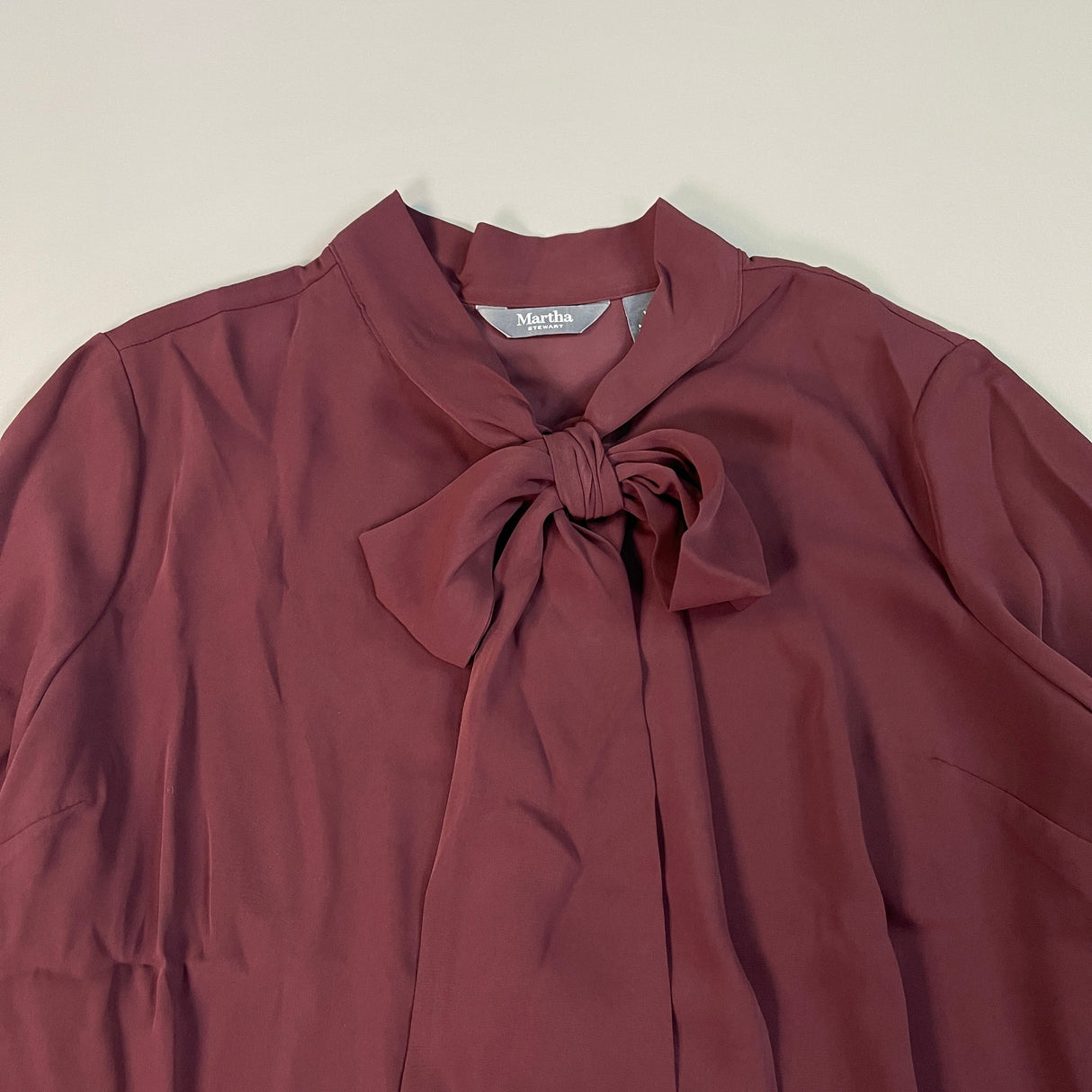 MARTHA STEWART Woven Front Button Blouse Top Tie Neck Women's Sz 1X Chianti (New) from PayWut