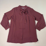 MARTHA STEWART Woven Front Button Blouse Top Tie Neck Women's Sz 1X Chianti (New) from PayWut