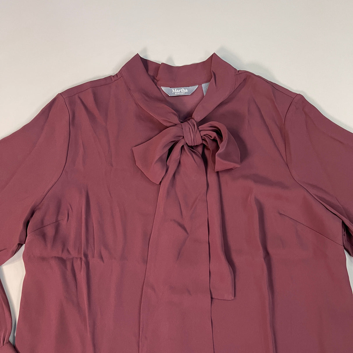 MARTHA STEWART Woven Front Button Blouse Top Tie Neck Women's Sz 1X Chianti (New) from PayWut