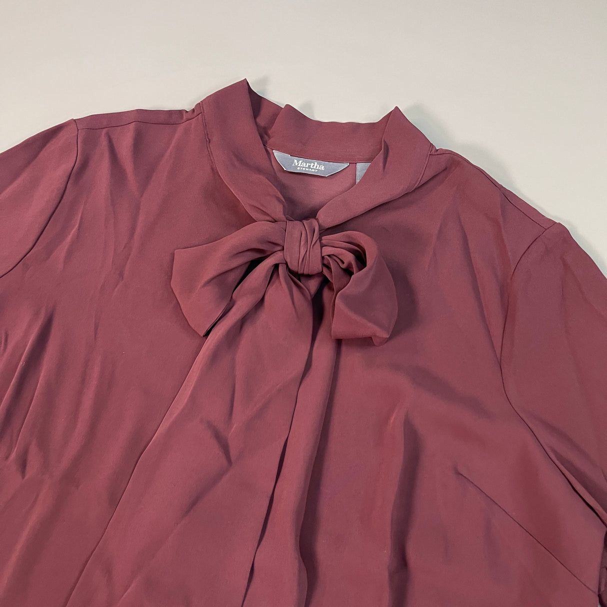 MARTHA STEWART Woven Front Button Blouse Top Tie Neck Women's Sz 1X Chianti (New) from PayWut