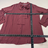 MARTHA STEWART Woven Front Button Blouse Top Tie Neck Women's Sz 1X Chianti (New) from PayWut