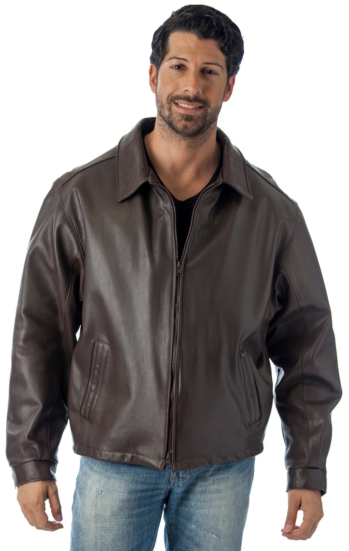 Big and Tall Casual Leather CowHide  Jacket Union Made in USA From Reed Leather