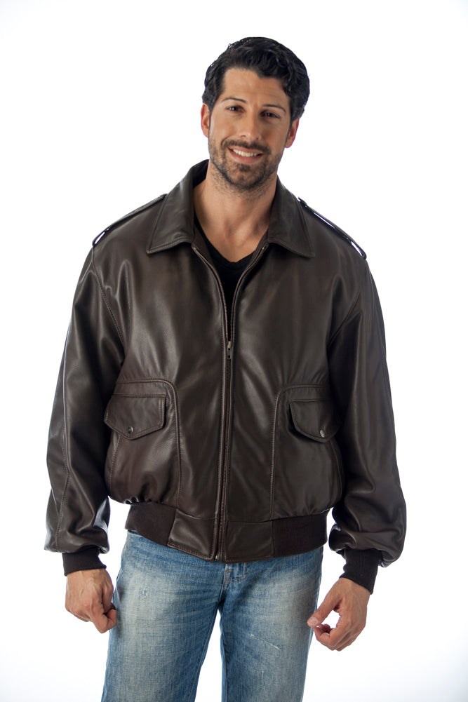 REED Men's Bomber Leather Jacket Union Made in USA from Reed Leather