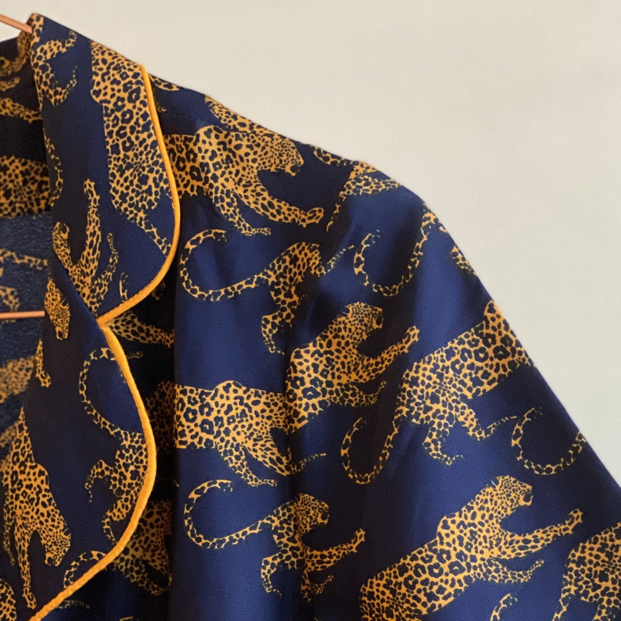 Kids' Navy Leopard Washable Silk Pajamas From Abroad Modern