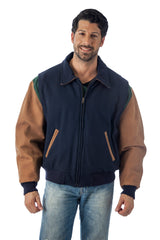 REED Men's Premium Quality Leather Letterman Varsity Jacket Made in USA from Reed Leather