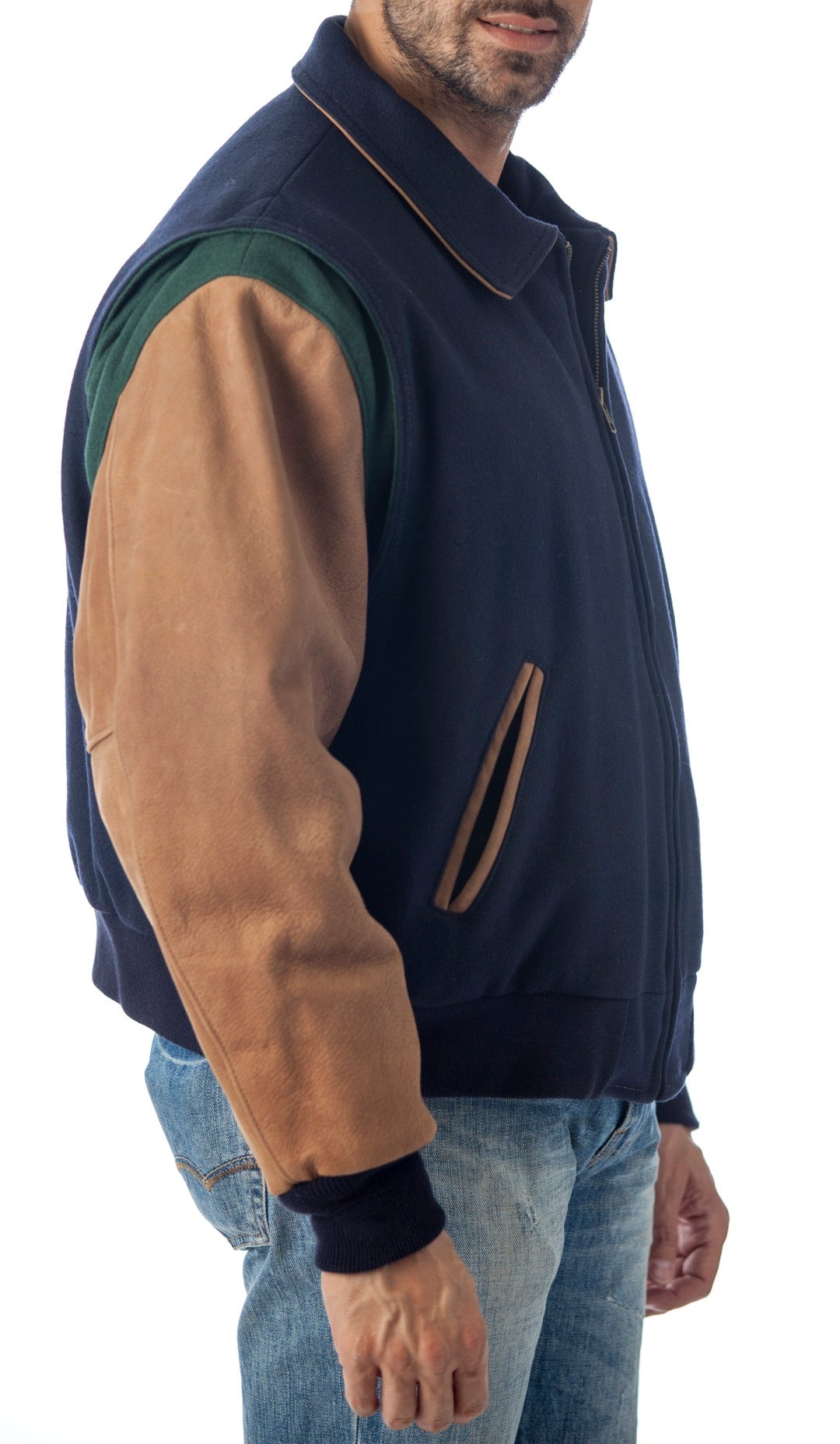 REED Men's Premium Quality Leather Letterman Varsity Jacket Made in USA from Reed Leather