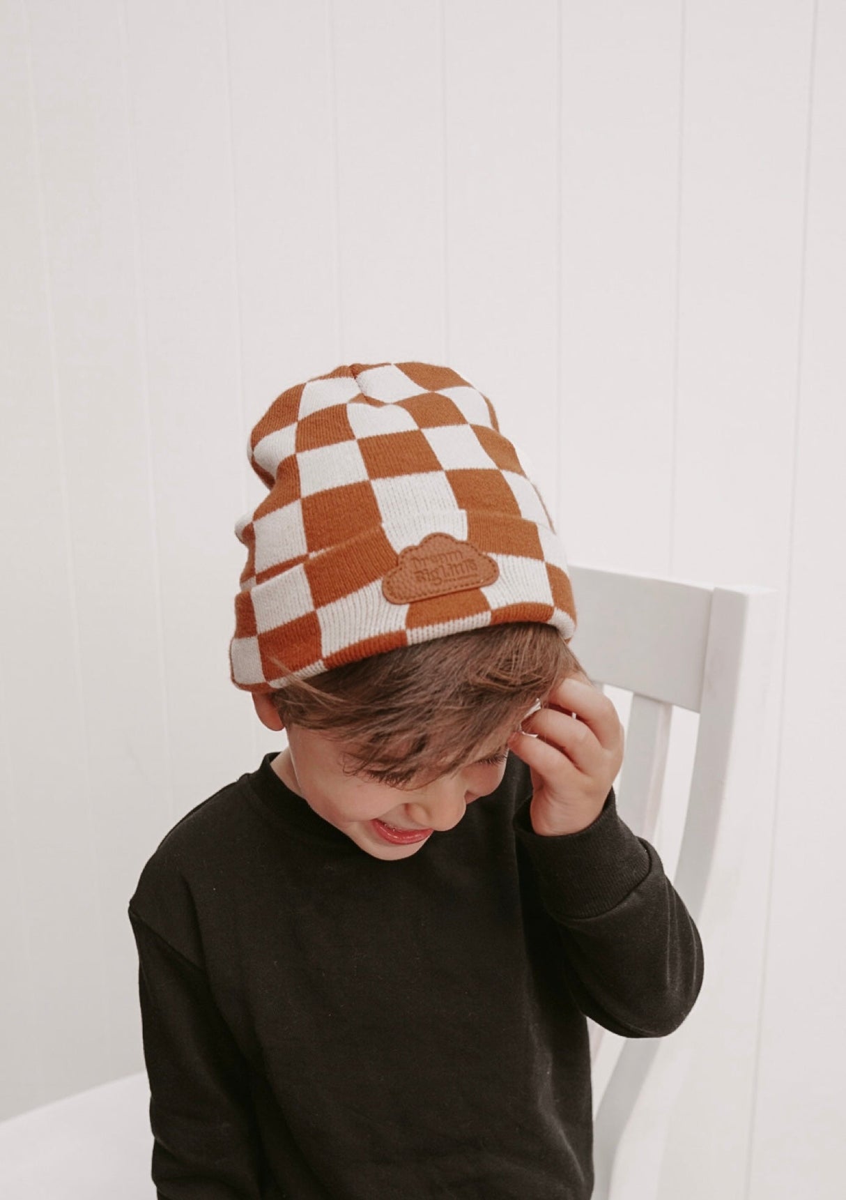 COPPER CHECKERS DREAM BEANIE from DREAM BIG LITTLE CO