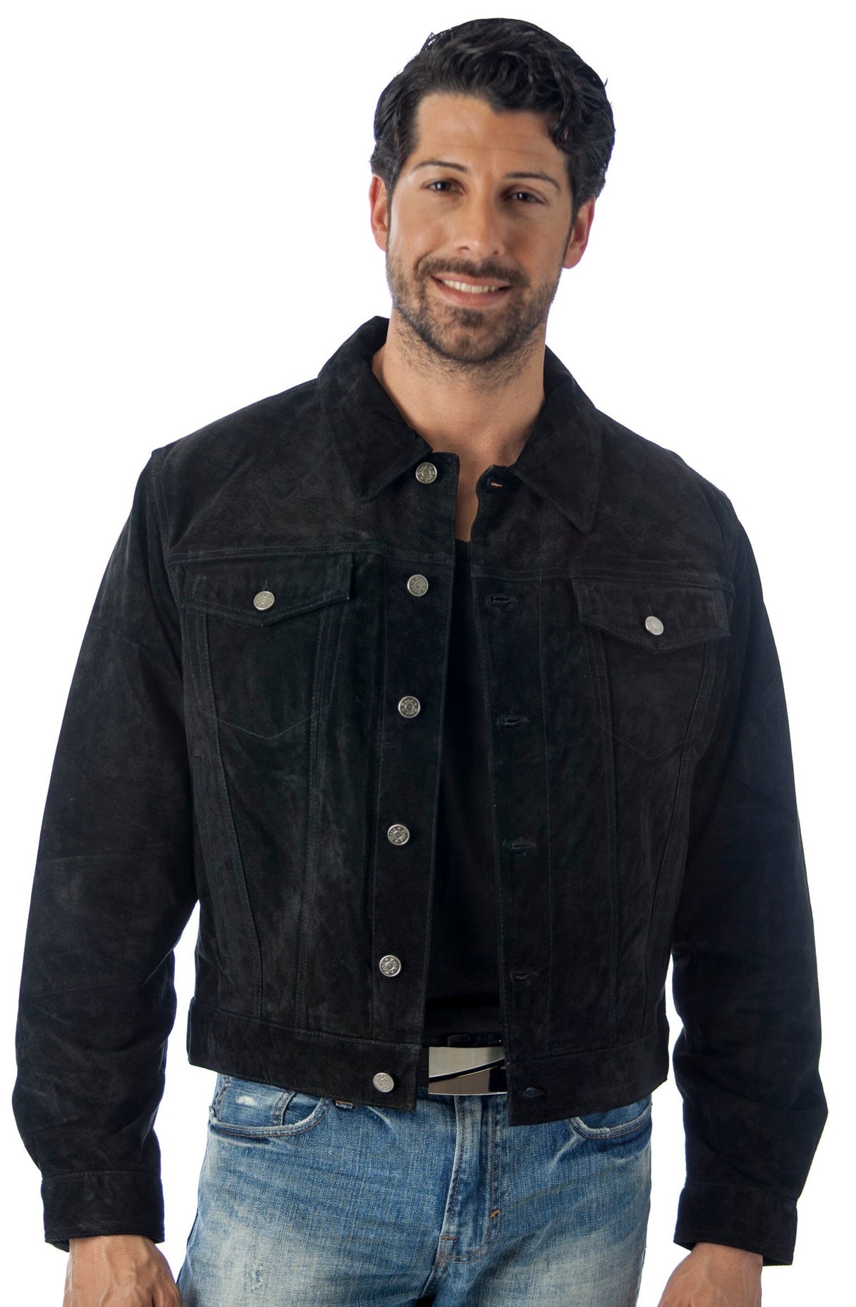 REED Men's Western Jean Style Suede Leather Shirt Jacket - Imported from Reed Leather