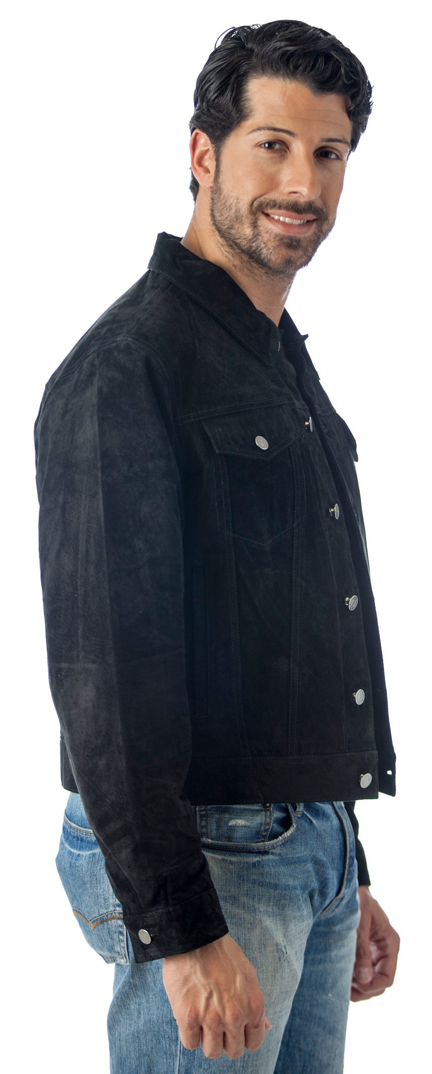 REED Men's Western Jean Style Suede Leather Shirt Jacket - Imported from Reed Leather